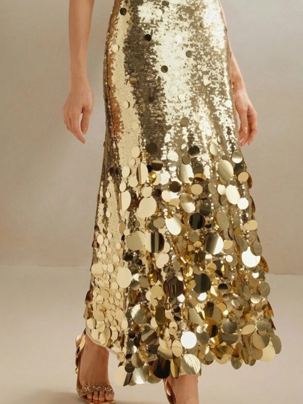 Gold Sequin fashionable - Elegant Metallic Party Skirt ,l - Picture 3 of 13